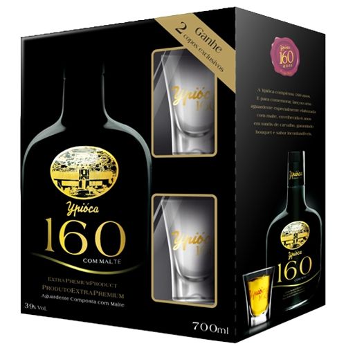 Cachaça Ypióca 160 Anos com Malte 700 ml + 02 Copos