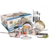Conjunto de Panelas Inox 7 Peças Richwell + Faqueiro Inox co
